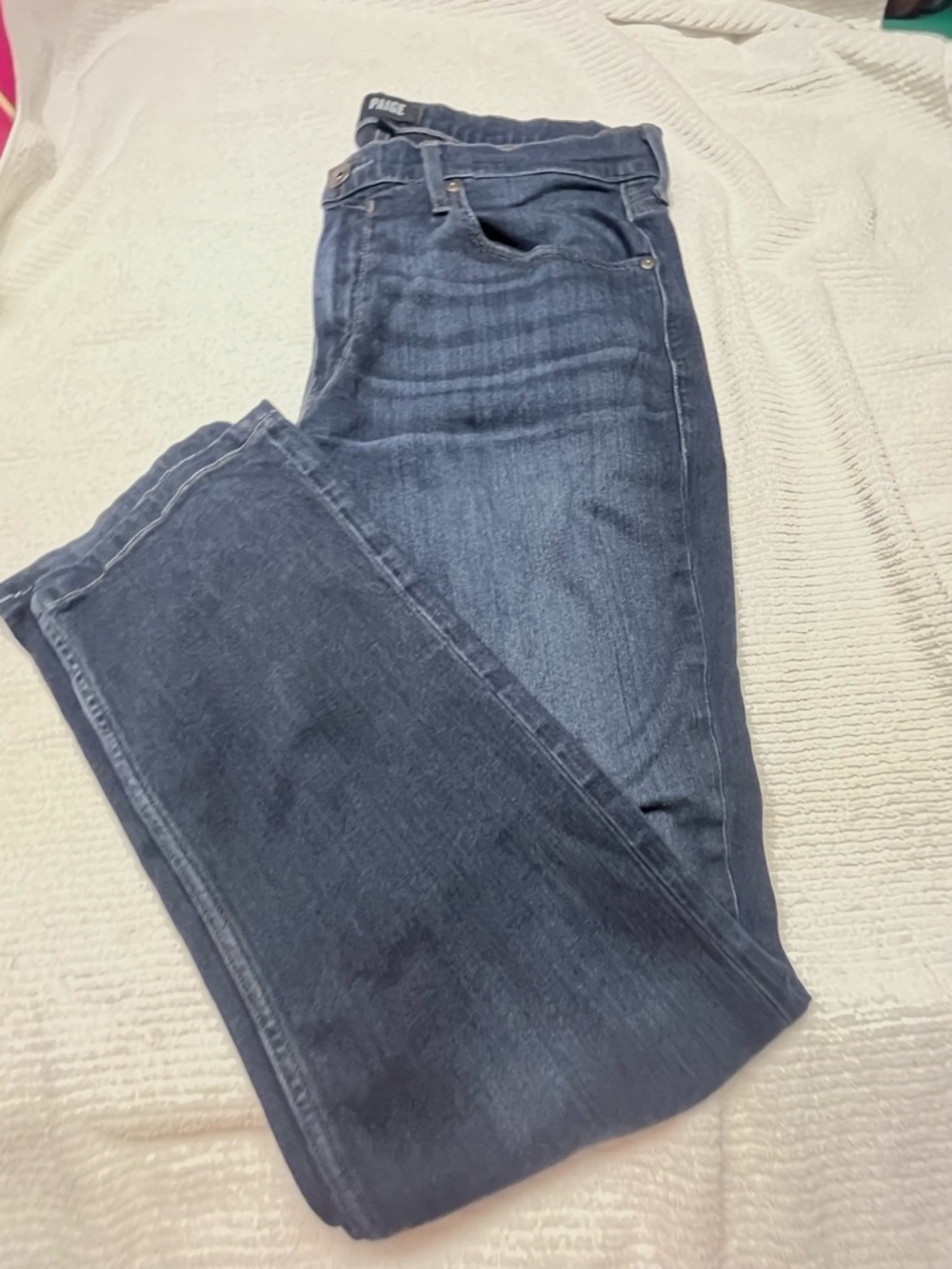 Paige Federal Men's 34 x 29 Dark Wash Stretch Straight Leg Blue Jeans